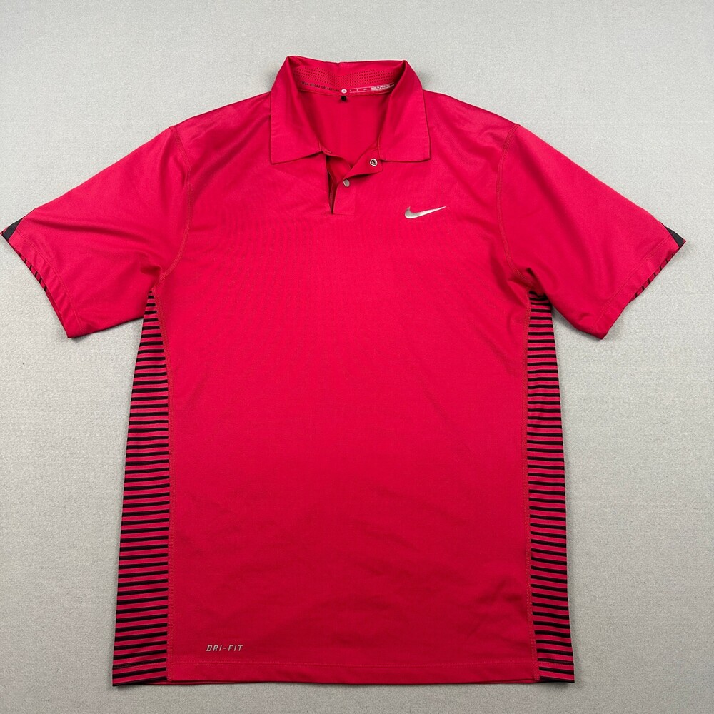 Nike Golf Polo Shirt Men Small Pink Solid Tiger Woods Collection Dri Fit Golf S